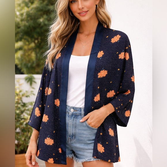POL Tops - POL Floral “Kimono” with Orange Flowers oversized NEW boutique